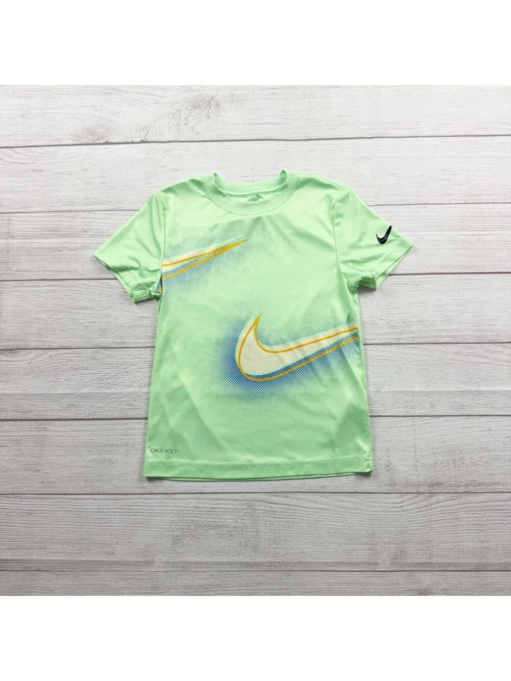 Nike Youth Green Dri-Fit Graphic Tee Lightweight Polyester Shirt 7 L